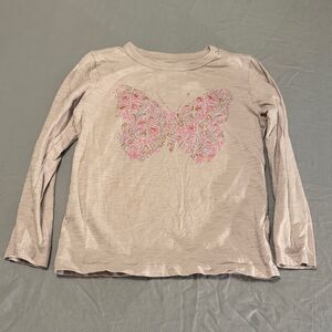 Crewcuts Light Pink/Purple Long Sleeve Shirt with Butterfly - Size XS (4-5)